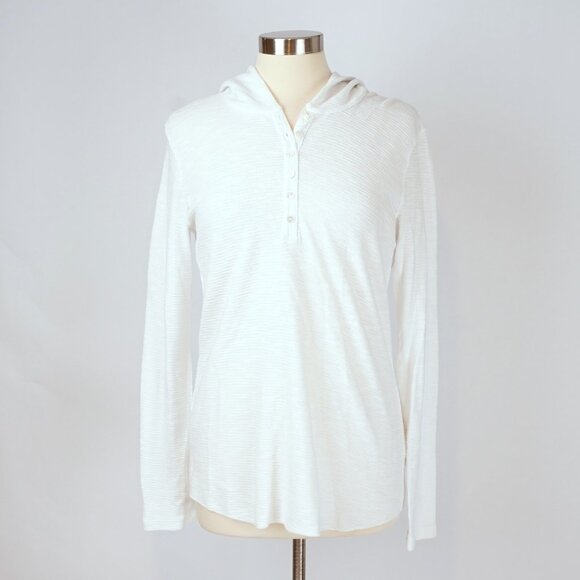 James Perse Thermal Waffle Knit Hooded Henley White - Size 4 / XL - Picture 2 of 7